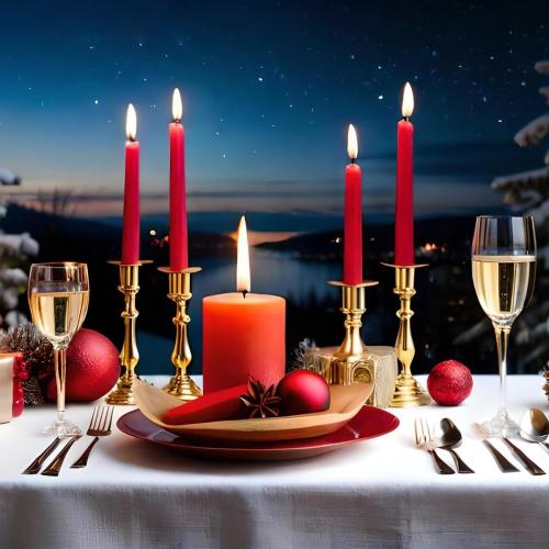 Set of 7 Red Colored Taper Candles, Dripless Unscented Skinny 10 Inch Tall Wax Candlesticks for Home Party Wedding Table Decoration