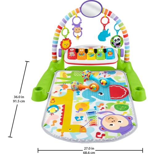 Fisher-Price Baby Playmat Deluxe Kick & Play Piano Gym for Learning & 2 Maracas Soft Rattles for Newborn to Toddler Play Ages 0  Months