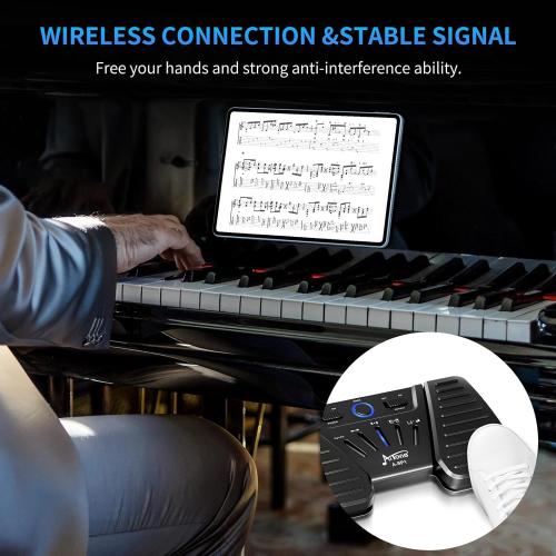 AITONE Wireless Page Turner Bluetooth Foot Pedal Music Page Turner for iPad Tablets Android ios Phones Piano Keyboard Compatible with Various Music App (A-SP1)