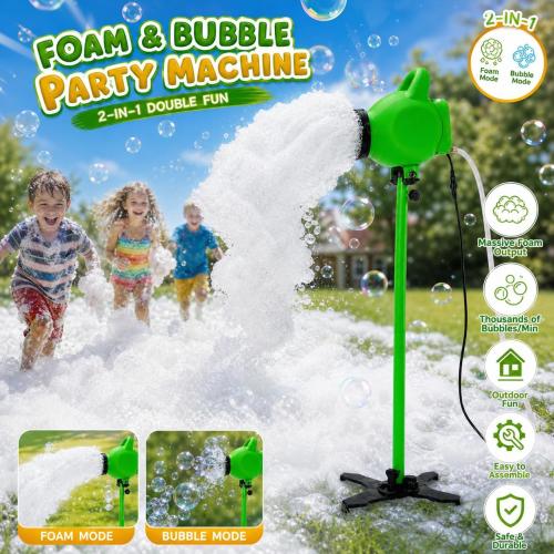 PILIN 800W Bubble Machine for Party Pool Foam Cannon Outdoor Heavy Foam Machine with Water Tank,2 Foam Powder for Gatherings, Holiday Celebrations, Party