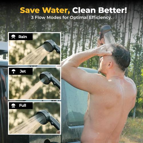 BougeRV Upgraded Portable Propane Water Heater, Hot Water Heater w/Built-in battery for Showering & Cleaning, Camping Water Heater w/Water Pump & Showerhead, Overheating Protection, Outdoor Use