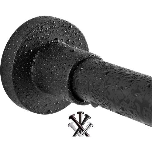 BRIOFOX Shower Curtain Rod 43-73 Inches Matte Black, Rustproof and Non-Fall Down Spring Tension Rod for Window or Bathroom, Stainless Steel
