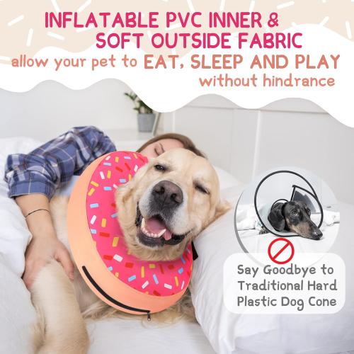 Supet Inflatable Dog Cone Collar Alternative After Surgery, Dog Neck Donut Collar Recovery E Collar for Neuter, Soft Pet Cone for Small Medium Large Dogs