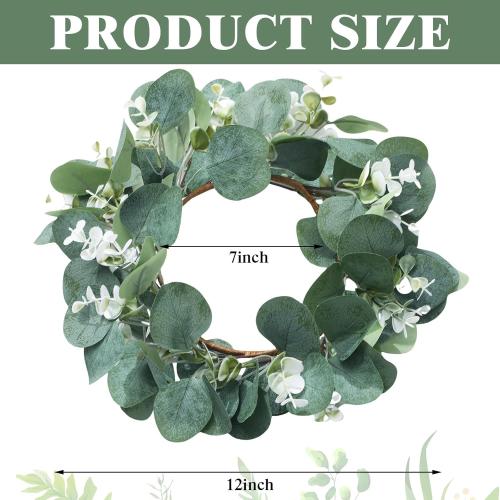 Redbaker 6 Pcs Eucalyptus Wreath 12 Inch Artificial Green Leaves Greenery Wreaths for Front Door Farmhouse Spring Summer Decor for Wedding Window Tabletop Decoration(Vibrant)