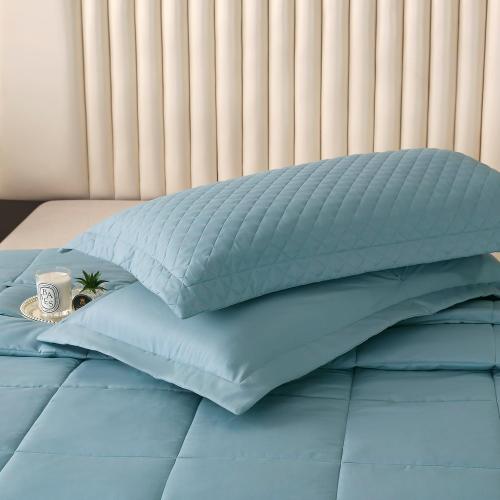 Size 128x120 Color Light Blue Oversized King Plus Comforter, Winter Warm Extra Large King Size Quilt Piece Lightweight Reversible Down Alternative Comforter for Al