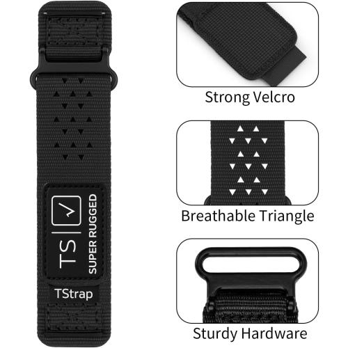 Nylon Sport Watch Band - Black Quick Release Watch Straps for Men Women - Athletic Military Smart Watch Bracelet Replacement - Correa para Reloj Hombre - 18mm 20mm 22mm