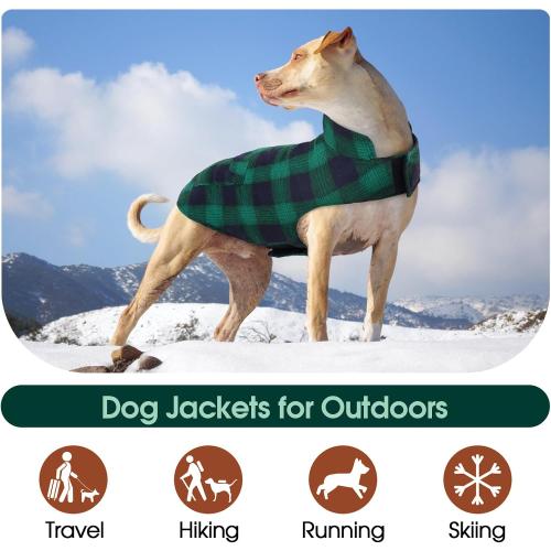 Kuoser Winter Coat, British Style Jacket for Medium and Large Dogs | Warm Windproof Puppy Cold Weather Clothes Vest, Reversible, Green L