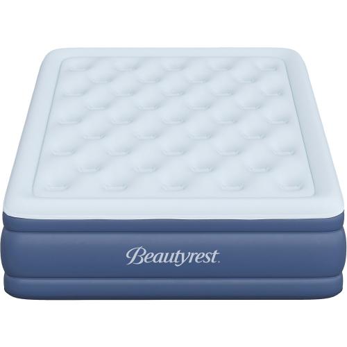 Beautyrest Supreme Air, Queen Size Air Mattress with Built-in Pump, Raised Inflatable Bed for Adults, Puncture-Resistant Vinyl, Auto Shut-Off, 650lb Support, Guest Bed, Camping Airbed, 3-Year Warranty