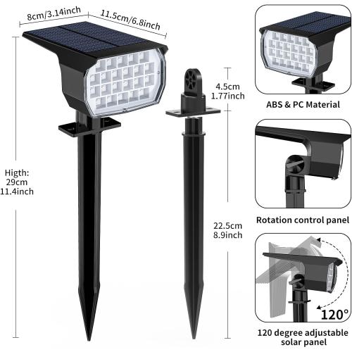 Solar Spot Lights Outdoor Color Changing, [7 Mode/12 Pack] Christmas Landscape Spotlights, Solar Light Outdoor Waterproof, Led Powered Flood Light for Outside Pathway Yard Garden Tree Halloween
