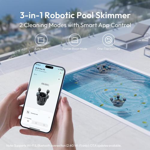 (2026 Upgrade) BUBLUE BuVortex V5 Pool Skimmer Robot,Pool Surface Skimmer Robot with App Control,5L Filter,Dual Cleaning Modes,AI Navigation,Ideal for In-Ground & Above-Ground Pools,Dark Gray‼️has couple of scratches on the product ‼️USED‼️