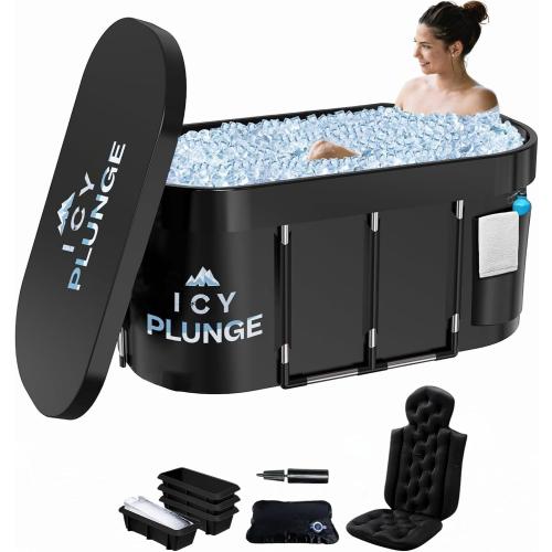IcyPlunge Cold Plunge Tub - 140  Gallon Ice Plunge for Athletes & Adults, Recovery & Inflammation Relief, Ice Bath Tub with Water & Filter Treatments, XXL Oval Size