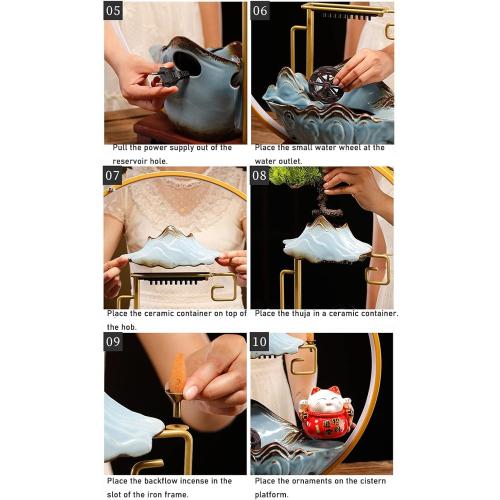 Tabletop Fountain Lucky Water Fountain Ornaments Chinese Aromatherapy Stove Lamp Ring Home Decor Housewarming Opening Gift (Color : Stone Grinding Models, Size : B)
