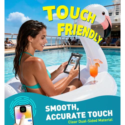 Hiearcool Waterproof Phone Pouch, IPX8 Waterproof Phone Case for iPhone 17/16/15/14 Pro Max, Cell Phone Dry Bag for Beach & Cruise Essentials, Touch Screen, Lanyard Included, 2 Pack (Fits Up to 8.9”)