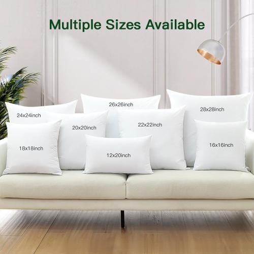 OTOSTAR Pack of 1 Down and Feather Throw Pillow Inserts, 24 x 24 Soft Fluffy Square Pillow Inserts with 100% Cotton Cover Decorative Pillows for Sofa Couch Bed-White