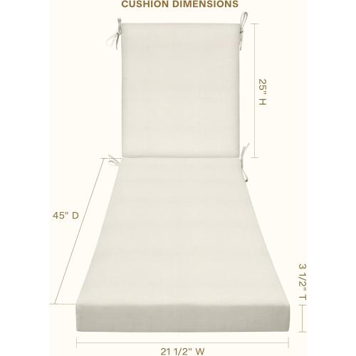Honeycomb Outdoor Chaise Lounge Cushion for Patio Furniture, Water & Fade Resistant, Removable Cover, 21.5 x 70, Heritage Textured Solid Bone ‼️product has mild stains‼️