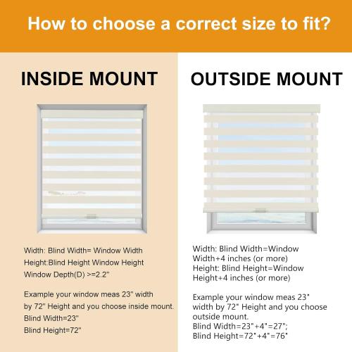 Persilux Cordless Zebra Blinds for Windows (27 W x 72 H, Beige) with Upgraded Cassette Light Filtering Dual Layersfor Day and Night Sheer Roller Shades Thermal Insulated Blinds for Office