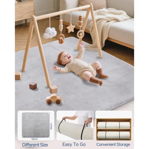 SEPARO Thick Baby Play Mat for Floor,50 x 50 Playpen Mat,Tummy Time Foam Mats,Ultra Soft Support & Plush Feel,Easy Care with Non-Slip Cushioned for Infant,Kids and Toddler Crawling,Grey