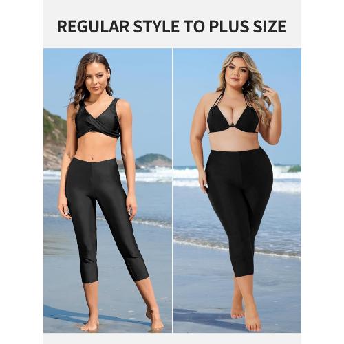ATTRACO Swim Pants for Women High Waisted Swim Capris Swim Shorts Swimming Leggings