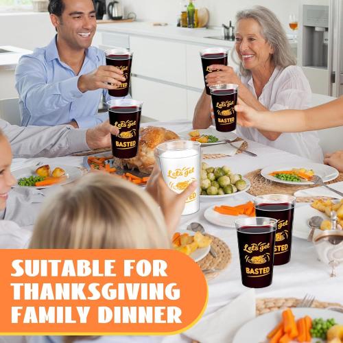 12 Pack 16 oz Thanksgiving Reusable Plastic Cups Thanksgiving Stadium Cups Gobble Design Thanksgiving Party Supplies Clear Fall Cups for Dinner Celebration Friendsgiving Party (Stylish)