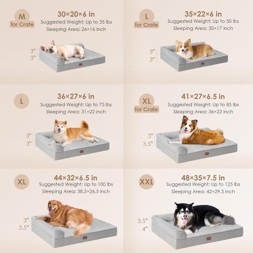 EHEYCIGA Orthopedic Dog Bed medium Size Dogs, Memory Foam Dog Bed with Washable Removable Cover, Waterproof Pet Sofa Couch for Crate with Nonskid Bottom,