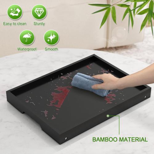 Bed Tray Table with Folding Legs, Bamboo Breakfast in Bed for Kitchen Serving Tray, Sofa, Eating, Used As Laptop Desk Snack Tray (6 Pack, Black Color)