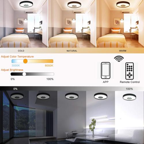 Bathroom Ceiling Light Waterproof Shower Light with Bluetooth Speaker 11Inch 18W Ceiling Fixture Dimmable RGB Color Change with APP and Remote Led Music Ceiling Lamp for Kids Room Bedroom
