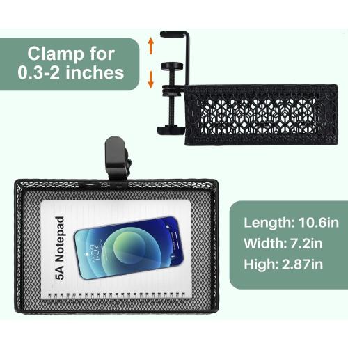 ROSYLINE Drawer Under Desk Storage Organizer, Clamp on Desk Drawer, Under Desk Storage, Clamp Drawer Basket, Hanging Desk Storage, Under Desk Mount Tray, Suitable for Multiple Scenes (Black)