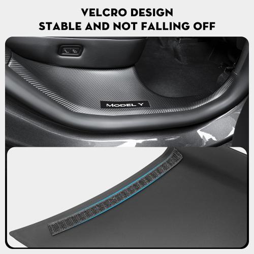 8PCS Door Sill Protector for Tesla Model Y Juniper Door Entry Guard Anti-Kick Full Protect Door Entry Cover for 2025-2026 New Model Y Juniper Interior Accessories(Carbon Fiber Pattern)