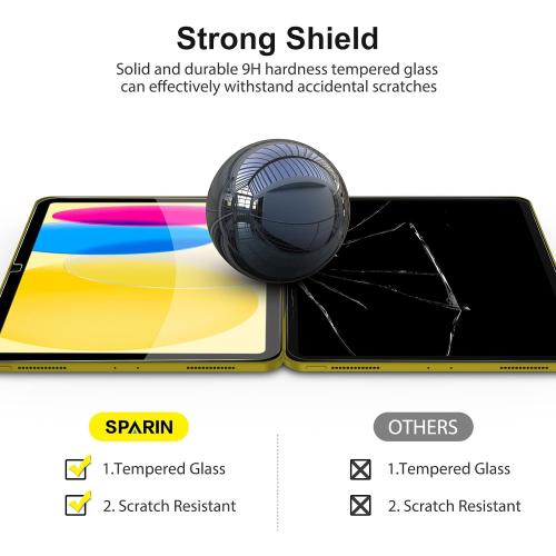 SPARIN 3 Pack Screen Protector for iPad (A16) 11th 11-inch & 10th Generation 10.9-inch (2025/2022), Anti-Scratch Tempered Glass Compatible for iPad 11/10 Gen, HD Clarity