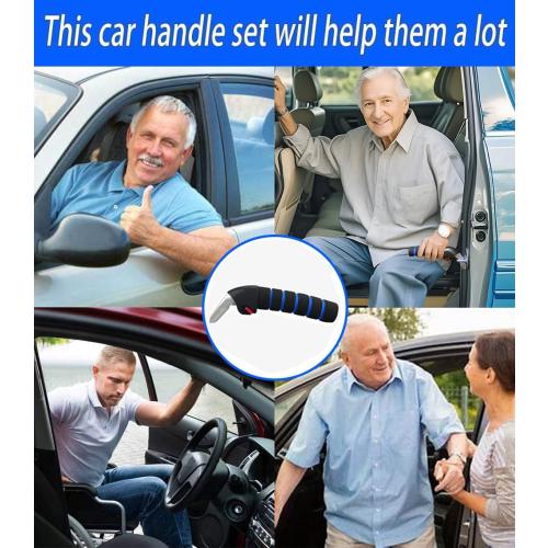 Car Handle Assist for Elderly - Car Door Handle for Elderly & Seniors & Handicap - Multifunction Car Armrest Portable Bar（2Pack Blue and Strap）