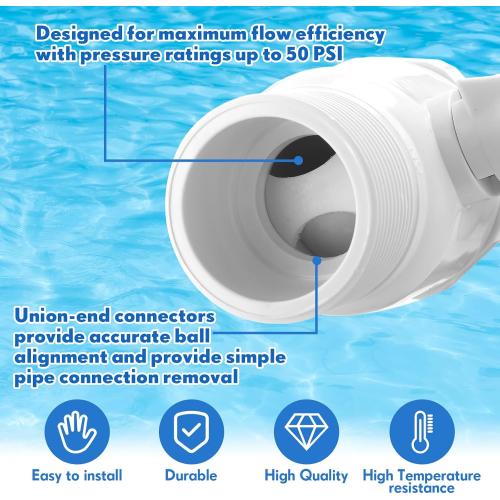 4 Pcs 2 Way Ball Valve Compatible with Hayward SP0729 and Replacement Universal Combo Hose Adapter Compatible with Hayward SPX1091Z7 or SPX1091Z4 for Ground Pool Pump Skimmer