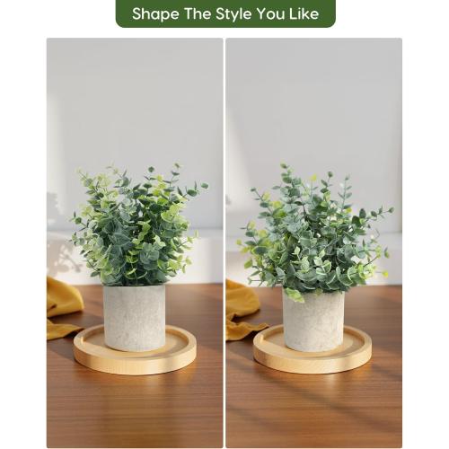 Velener 2 Pcs Small Fake Plants Eucalyptus, Artificial Plants Indoor for Shelf, Potted Eucalyptus Plants for Home/Bathroom/Pottery Barn/Desk/Farmhouse/Coffee Table Decor (Sage Green)