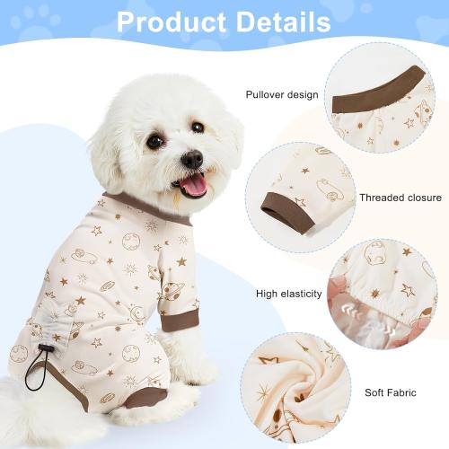 Bienbee Dog Pajamas, 4 Pack Dog Recovery Suit Shedding Suit Cute Soft Puppy Clothes Dogs Pjs Onesies Jammies Adjustable Breathable & Stretchy Clothes for Small Medium Large Dogs Girl Boy Puppy-XL