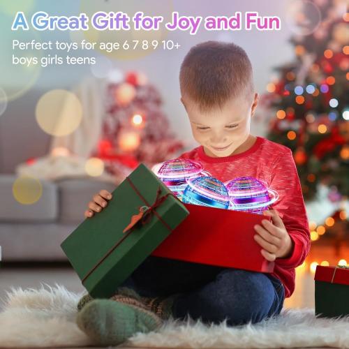 Flying Orb Ball Toy, 2024 Hand Controlled Boomerang Hover Ball Toys, Fidget Flying Spinner with Magic Lights, Mini Drone Cool Stuff Gadgets Gifts Toys for Age 6 7 8 9 10  Boys Girls Teens Toys(Purple)