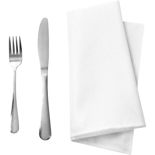25pcs Polyester Cloth Napkins - 17 x 17 inch White Dinner Washable Napkins with Hemmed Edges for Restaurant/Wedding/Hotel(25,White)