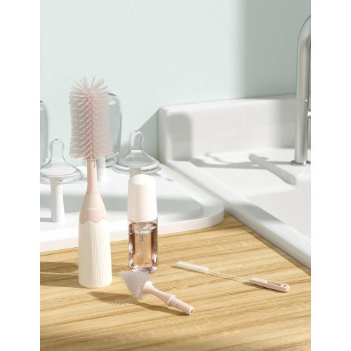 Momcozy Baby Bottle Brush Kit, Push-Press Foam Design, Pink