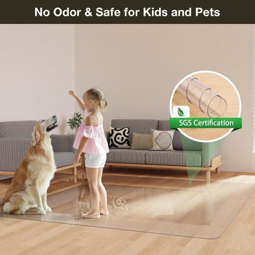 4x6 Crystal Clear Floor Mat 4×6ft, Upgraded Easy Flat Waterproof Vinyl Rug Cover, Stain-Resistant Plastic Area Rug Floor Protector for Kitchen, Dining Room, Indoor, Outdoor Mat
