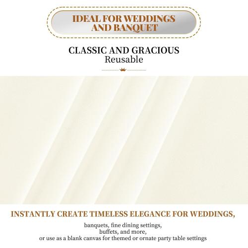 fani 10 Packs Ivory Tablecloth - 60 x 102 Inch for 6Ft Tables | Washable Polyester Fabric, Stain Wrinkle Resistant Rectangle Table Cloth for Wedding Banquets Parties Buffet Dining