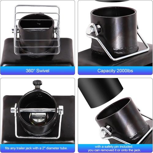 Trailer Jack Wheel with Chock - 6 Dual Caster with Double Wheel Chock Capacity 2000lbs fits Any Jack Better Soft Ground Roll Trailer Parts(Black)