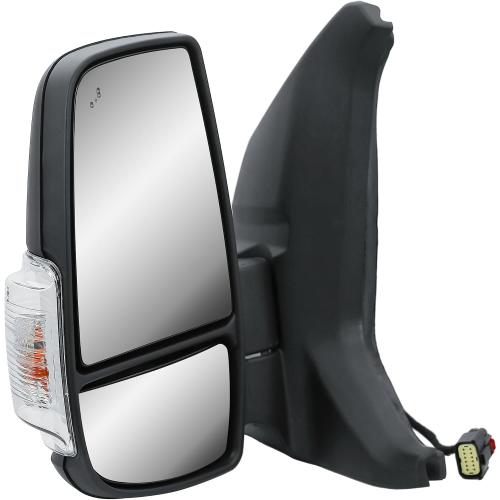 Replacement Driver Left Side Mirror Power Mirror and Heated with BLIS (Blind Spot Sensor) and Indicator Manual Folding Fit Ford Transit 150 250 350 from 2015 to Onward