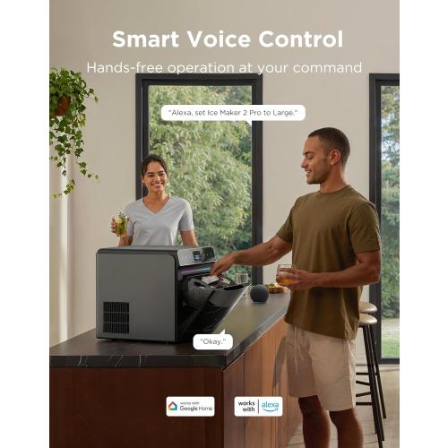 GoveeLife Smart Countertop Ice Maker 2 Pro, 3 Mins 9 Ice Cubes with 3 Sizes | 47lbs Daily, 40dB Quiet, Smart Pre-Cooling, App & Voice Control, Self-Clean, Dual Water Tanks for Home, Coffee, Party, Office