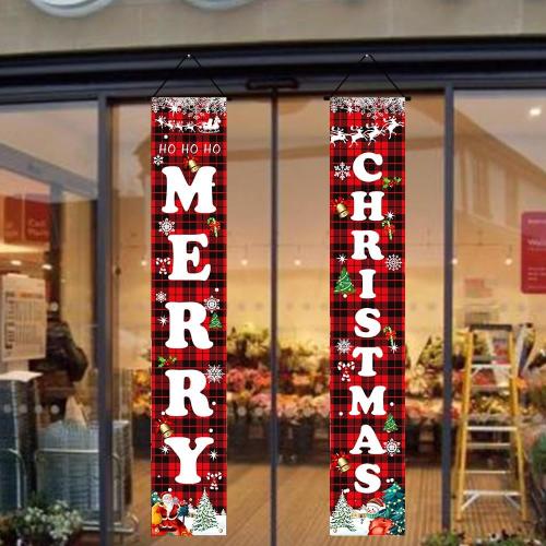 Christmas Decorations Red Black Buffalo Plaid Sign Set for Festival Merry Christmas Door Banner | Outdoor Yard & Front Porch | Indoor & Outdoor Xmas Decor for Home, Wall, Front Door, Yard, and Garage