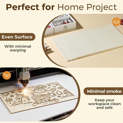 12 Pack Basswood Plywood Sheets 12x24x1/8, Basswood for Laser Cutting | Smooth Surface, Uniform Thickness, No Burrs, No Warping, No Knots, No Cracks