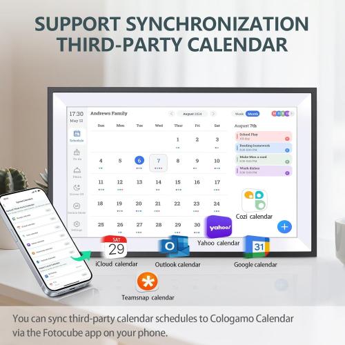 15.6 Digital Calendar Chore Chart – 1080P Full HD Interactive Touchscreen, Smart Family Planner, Hearth Display Digital Calendar Wall & Desk Mountable for Seamless Scheduling (Black)
