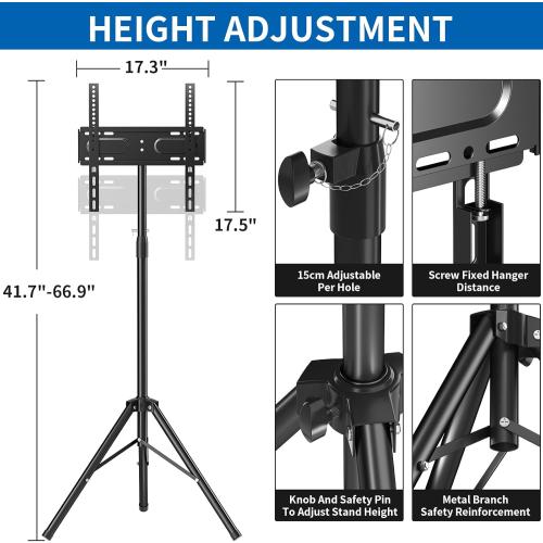 Portable TV Tripod Stand Tilt Mount for 32 to 55 inch LCD LED Flat Screen TV Display Floor Stand