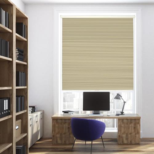 Cordless Cellular Shades, No Drill No Tools Honeycomb Window Blinds, Blackout Light Blocking Cellular Shades for Window, Thermal Insulation Blinds, Easy to Install, Light Cream 32W x 64H