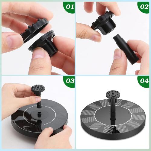 AISITIN Solar Bird Bath Fountain Pump, Solar Fountain Pump for Bird Bath with 6 Nozzles, Solar Powered Water Fountain Pump for Garden, Ponds, Pool, Fish Tank and Outdoor, 1.5W, 1.5W-New