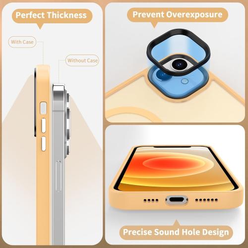 CACOE Magnetic Case for iPhone 12 & iPhone 12 Pro 6.1 inch-Compatible with MagSafe & Magnetic Car Phone Mount,Not Yellowing Anti-Scratch (Yellow)