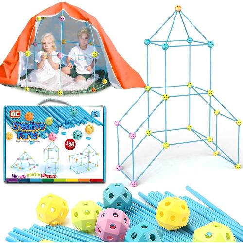 Fort Building Kit for Kids 3-5, 168PCS Fort Building Kit with Blanket, Creative Playhouse Playset for Boys Girls, Fort Building Toy Kit for Indoor Outdoor Play Tent for Kids Aged 3 4 5 6 7 8
