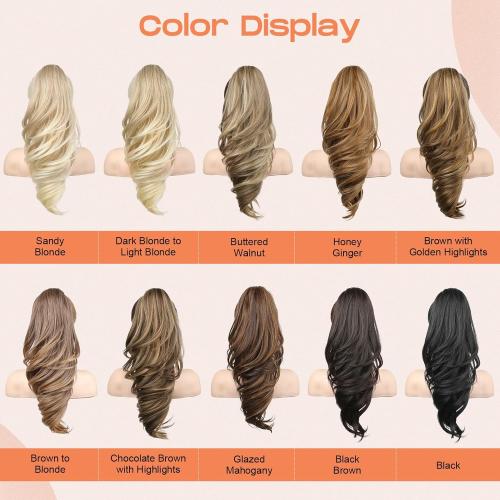 SEIKEA Ponytail Extension, 18 Wavy Claw Clip in Hair Extensions for Women, Lightweight Fluffy Synthetic Ponytail Hairpiecet